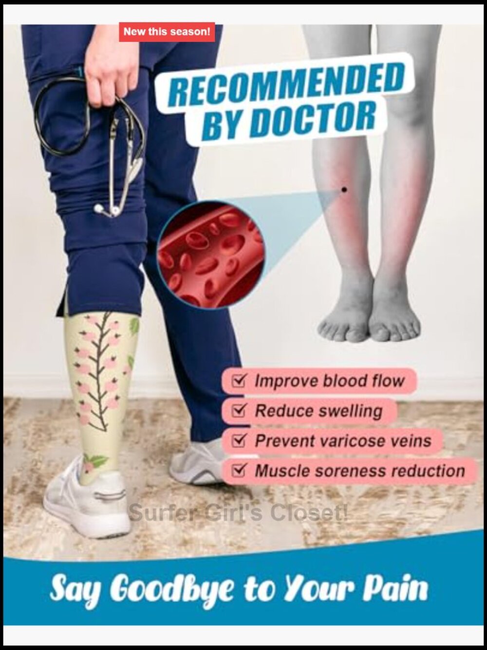 6 Pairs Compression Socks 15-20mmHg Knee High Graduated Support for Travel - Picture 5 of 6